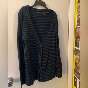Eddie Bauer Soft Navy Striped Cardigan